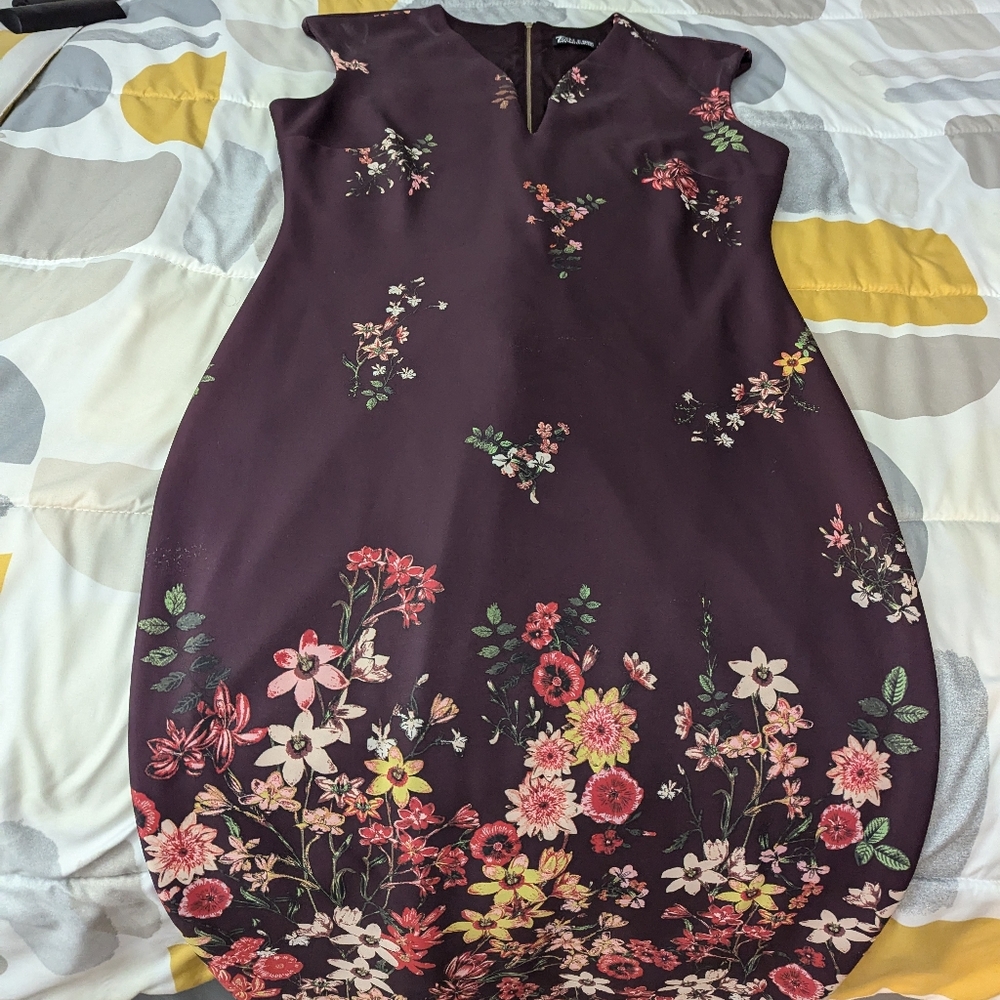 Burgundy Dress with Flower Print